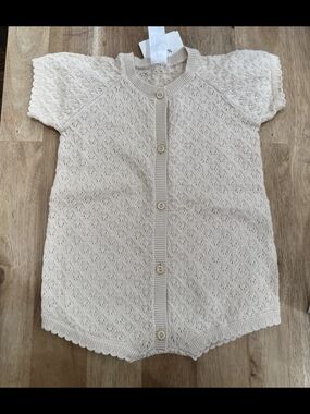 H&M Cream Knit Short-Sleeve One-Piece